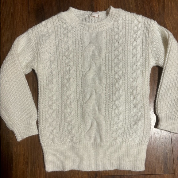 Cat & Jack Girls’ Cable Knit Pullover Sweater - Cream - Picture 4 of 5